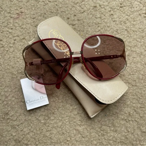 Dior | Accessories | Vintage Dior Red And Gold Sunglasses  display picture 2